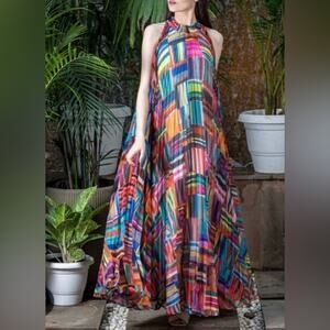 Ranna‎ Gill (Anthropologie) Geo Halter Maxi Dress- M